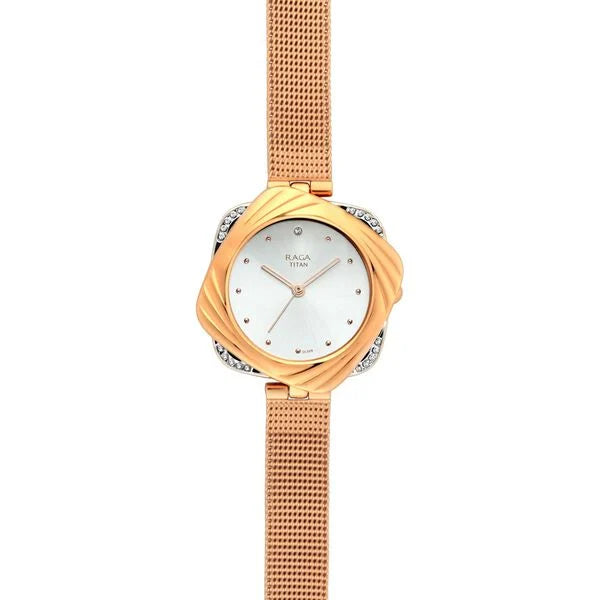 Titan Raga Moments Of Joy Silver Dial Women Watch With Metal Strap