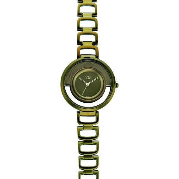 Titan Raga Moments Of Joy Green Dial Women Watch With Metal Strap