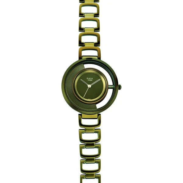 Titan Raga Moments Of Joy Green Dial Women Watch With Metal Strap