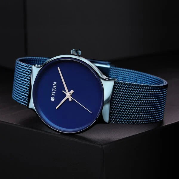 Titan Slimline Blue Dial Analog Metal Strap watch for Women