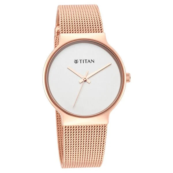 Titan Slimline Silver Dial Women Watch With Stainless Steel Strap