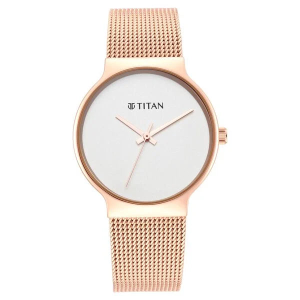 Titan Slimline Silver Dial Women Watch With Stainless Steel Strap