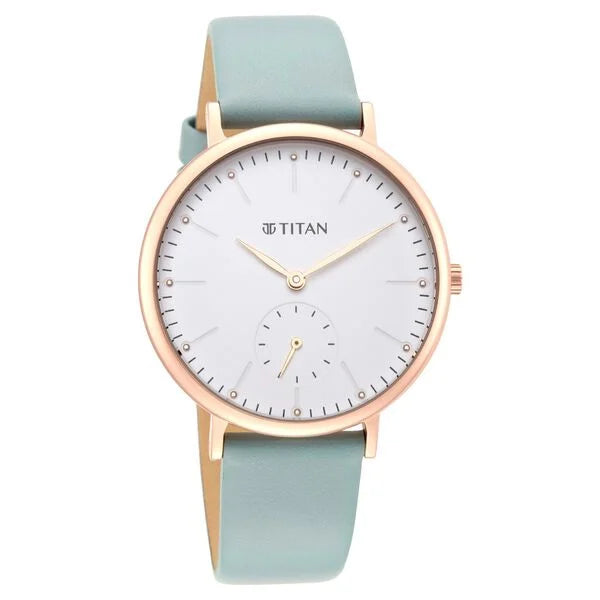 Titan Slimline White Dial Analog Leather Strap Watch for Women