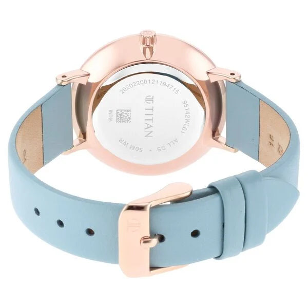 Titan Slimline White Dial Analog Leather Strap Watch for Women