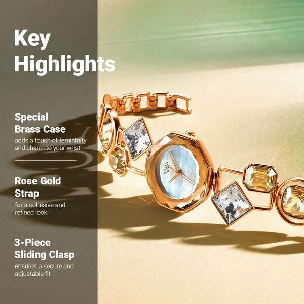 Titan Raga Love All Analog Mother of pearl Dial Metal Strap Watch for Women