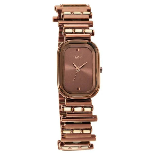 Titan Raga Women's Love all: Elegant Oval Brown Dial & Metal Strap Watch