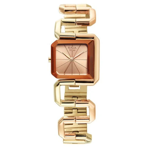 Titan Raga Delight Rose Gold Dial Women Watch With Stainless Steel Strap