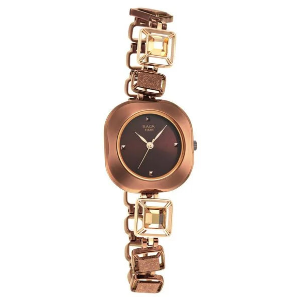 Titan Raga Love All Brown Dial Analog Metal Strap watch for WoMen