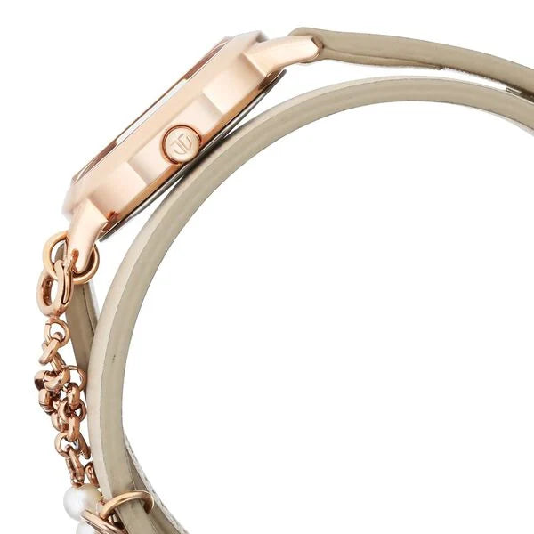 Titan Purple Unending Beauty Off White Dial Analog Leather Strap watch for Women