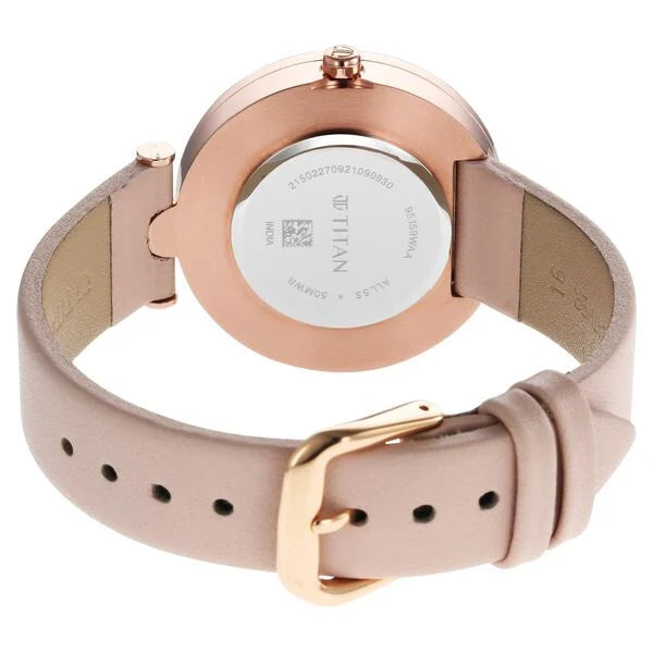 Titan Purple Unending Beauty Quartz Analog Mother Of Pearl Dial Leather Strap watch for Women