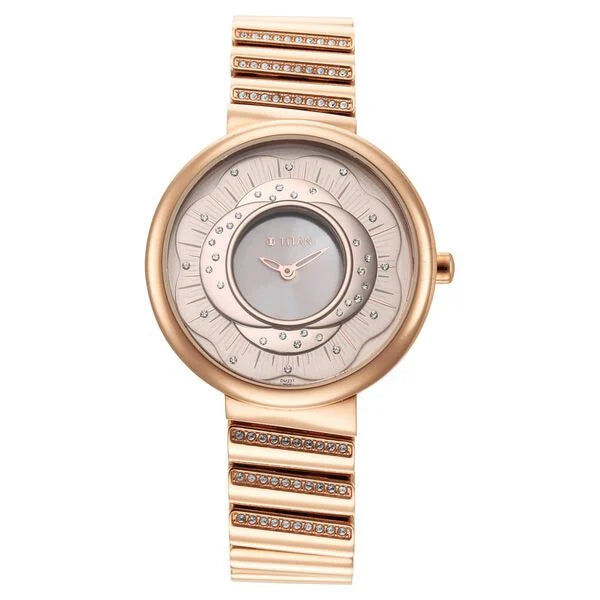Titan Purple Unending Beauty Rose Gold Dial Analog Stainless Steel Strap Watch for Women