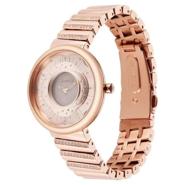Titan Purple Unending Beauty Rose Gold Dial Analog Stainless Steel Strap Watch for Women