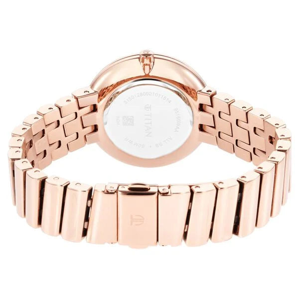 Titan Purple Unending Beauty Rose Gold Dial Analog Stainless Steel Strap Watch for Women