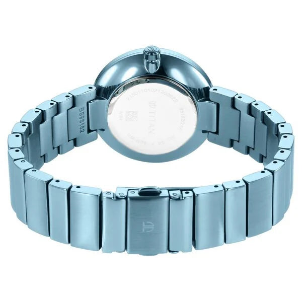 Titan Purple Unending Beauty Blue Dial Women Watch With Stainless Steel Strap