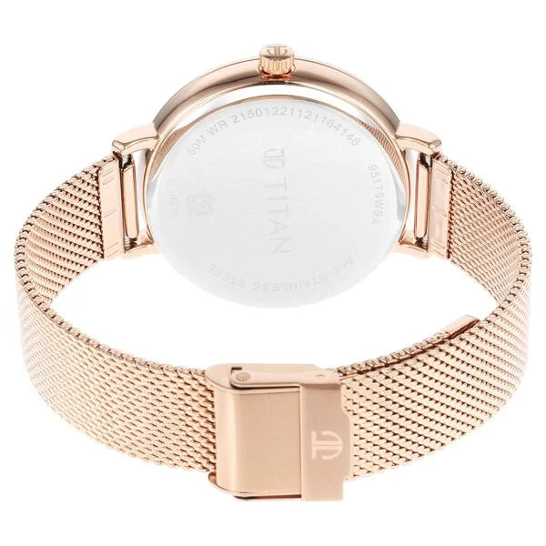 Titan Purple Rose Gold Dial Analog Stainless Steel Strap watch for Women