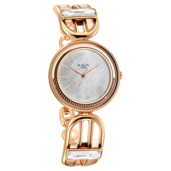 Titan Raga Delight Mother Of Pearl Dial Women Watch With Metal Strap