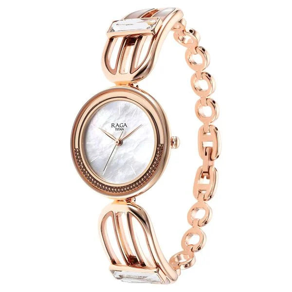 Titan Raga Delight Mother Of Pearl Dial Women Watch With Metal Strap