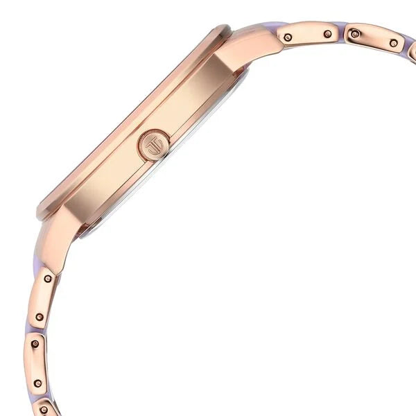 Titan Purple Ceramics Mother of pearl Dial Analog Steel and Ceramic Strap Watch for Women