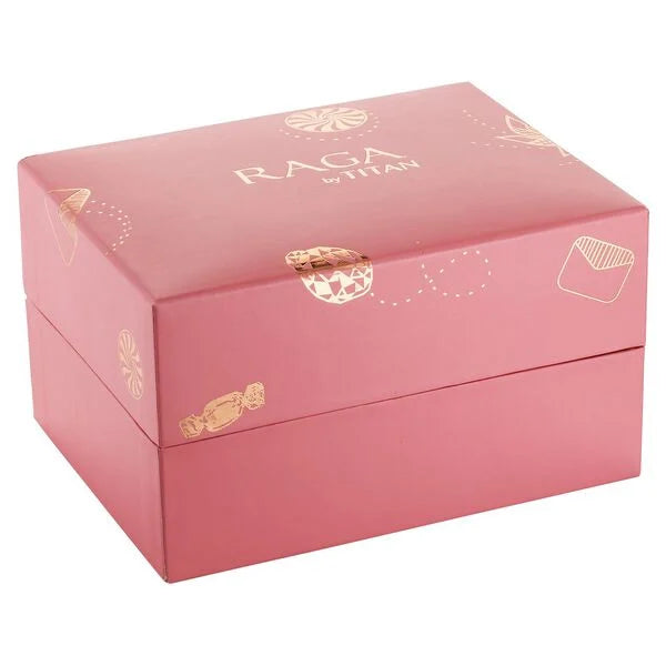 Titan Raga Memoirs Quarz Analog Perlmutt Zifferblatt mit Roségold Metallarmband Uhr für Damen