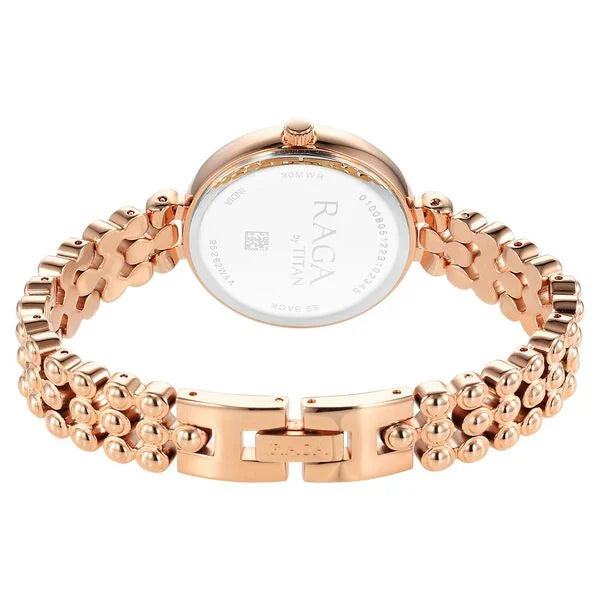 Titan Raga Showstopper Quartz Analog Rose Gold Dial Metal Strap Watch for Women