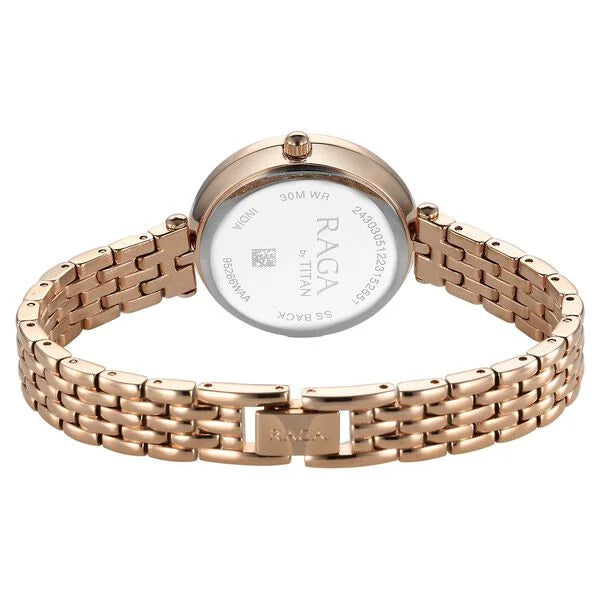 Titan Raga Showstopper Quarz Analoguhr mit blauem Zifferblatt und Metallarmband für Damen