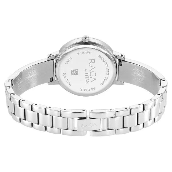 Titan Raga Showstopper Quartz Analog Blue Dial Metal Strap Watch for Women