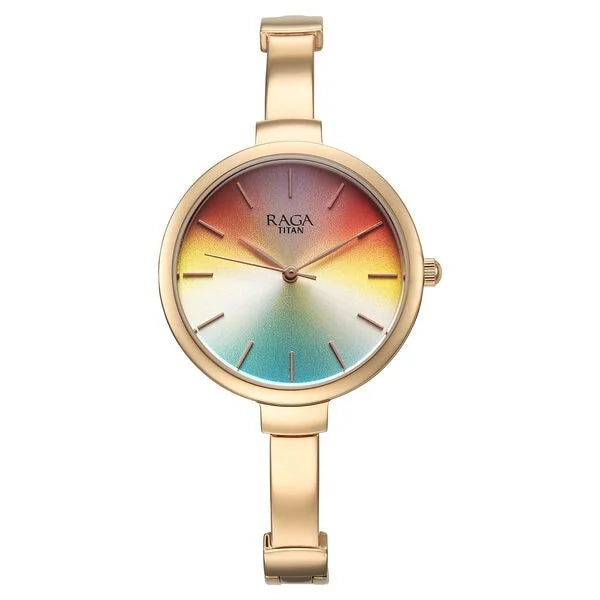 Titan Raga Showstopper Quartz Analog Multicoloured Dial Metal Strap Watch for Women