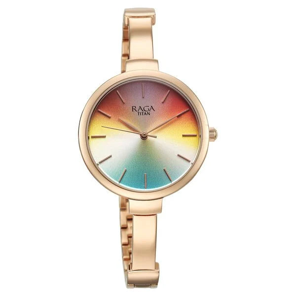 Titan Raga Showstopper Quartz Analog Multicoloured Dial Metal Strap Watch for Women