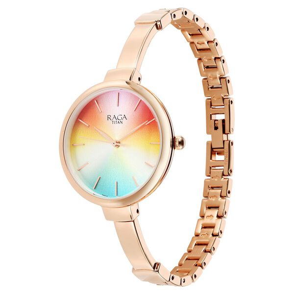 Titan Raga Showstopper Quartz Analog Multicoloured Dial Metal Strap Watch for Women