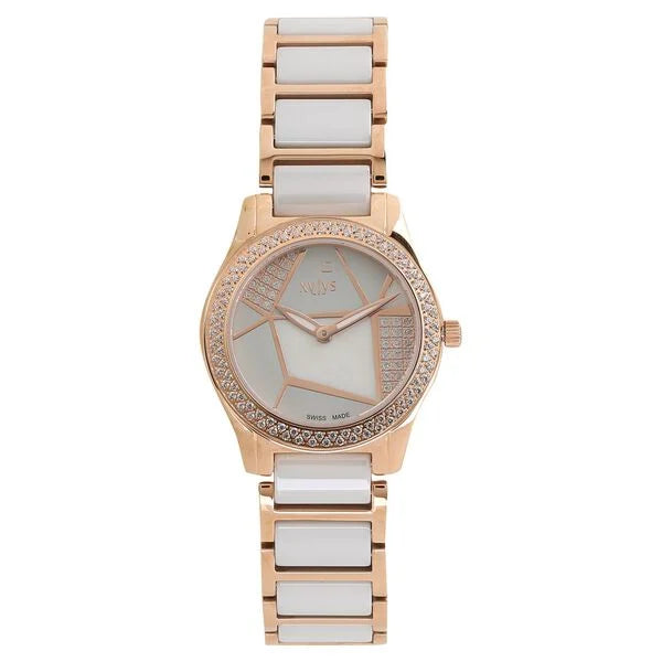 Xylys Quartz Analog Mother of Pearl Dial Stainless Steel & Ceramic Strap Watch for Women