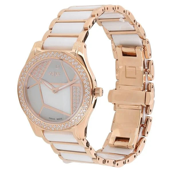 Xylys Quartz Analog Mother of Pearl Dial Stainless Steel & Ceramic Strap Watch for Women