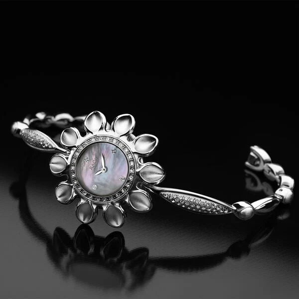 Titan Raga Silver Mother Of Pearl Dial Analog Sterling Silver Strap Watch for Women