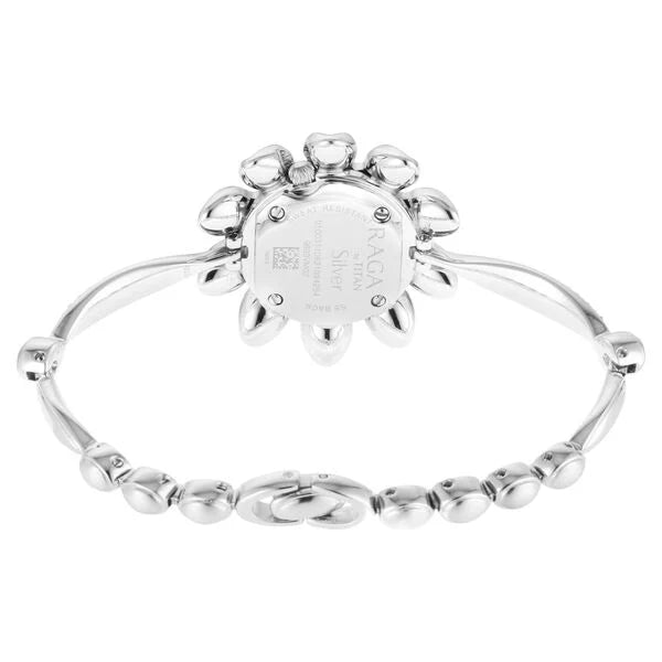 Titan Raga Silver Mother Of Pearl Dial Analog Sterling Silver Strap Watch for Women