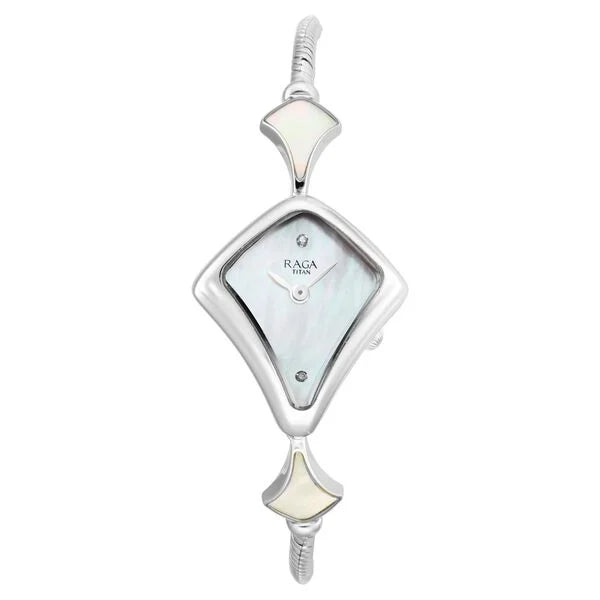 Titan Raga Silver Mother Of Pearl Dial Analog Sterling Silver Strap watch for Women