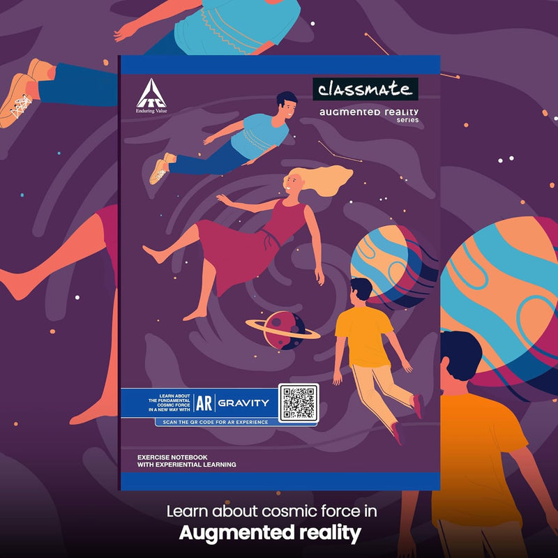 Classmate Augmented Reality Notebooks - 140 Pages | Pack of 3 Long Size Unruled Notebooks for School Students | Immersive AR Learning Experience | 29.7cm x 21.0cm | Unruled AR Notebook Visit the Classmate Store