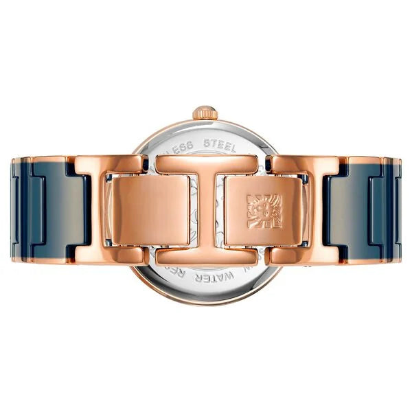 Anne Klein Quartz Analog Blue Dial Two-Toned Ceramic Strap Watch for Women