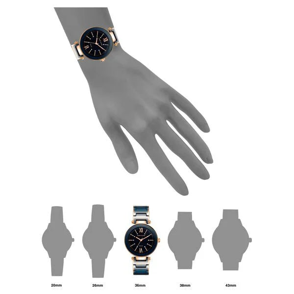 Anne Klein Quartz Analog Blue Dial Two-Toned Ceramic Strap Watch for Women