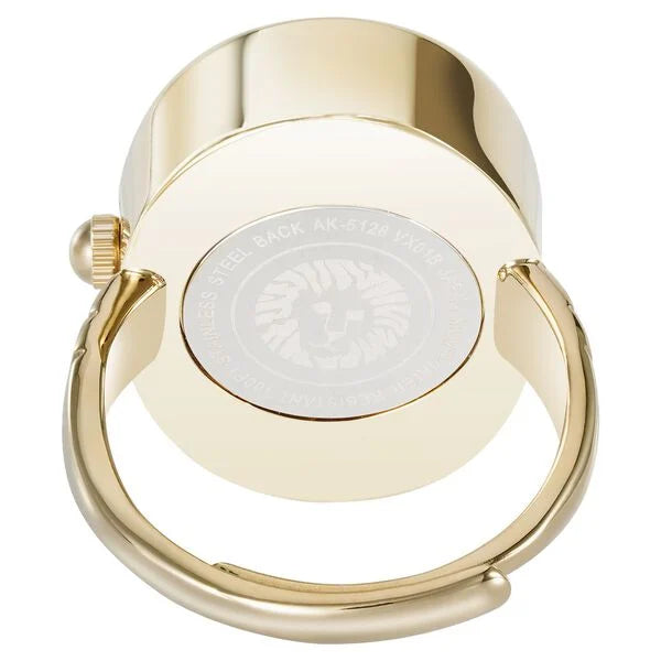 Anne Klein Quartz Analog Yellow Dial Golden Metal Ring Watch For Women