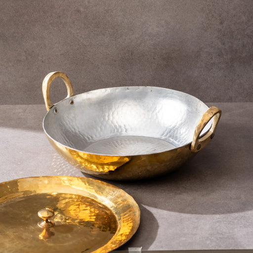 Flat Base Brass Kadhai | Brass Cookware