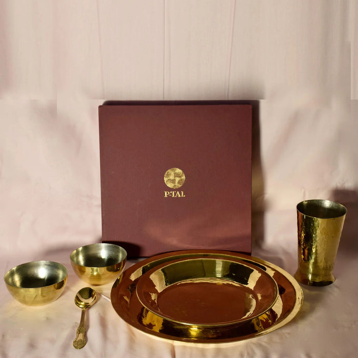 Brass Plate Set - 6 Pieces Set | Brass Cookware