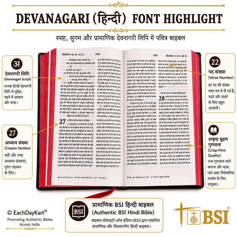 Hindi Bible Complete Old and New Testament Devanagari Script Bible Society of India