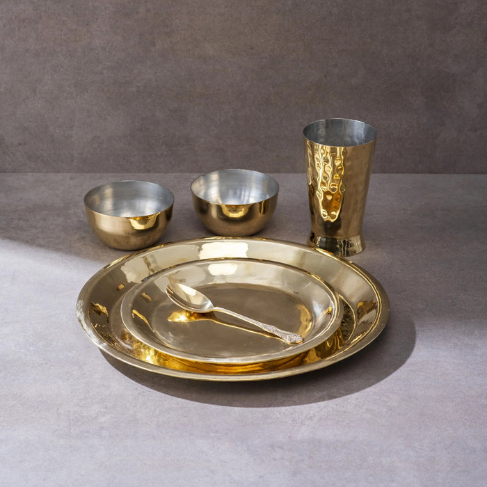 Brass Plate Set - 6 Pieces Set | Brass Cookware