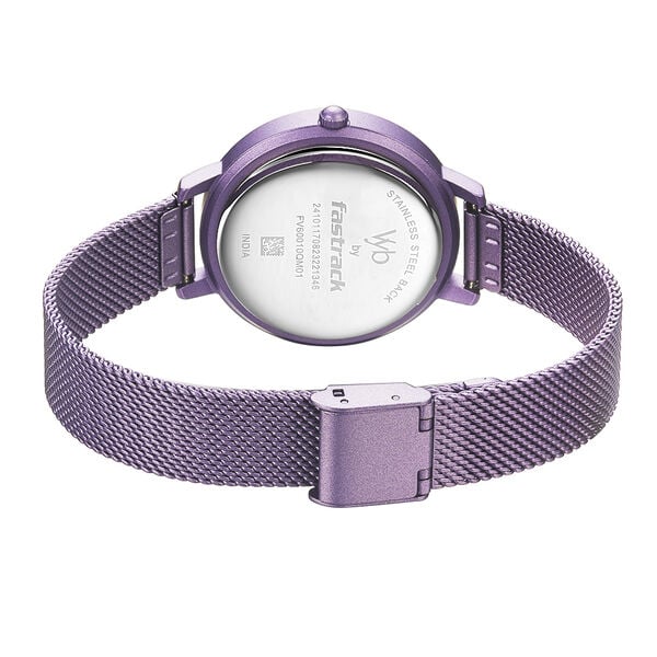 Fastrack Vyb Aurora Quartz Analog Purple Dial Stainless Steel Strap Watch for Girls