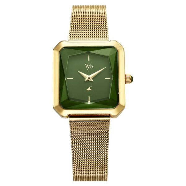 Fastrack Vyb Flare Quartz Analog Green Dial Stainless Steel Strap Watch for Girls