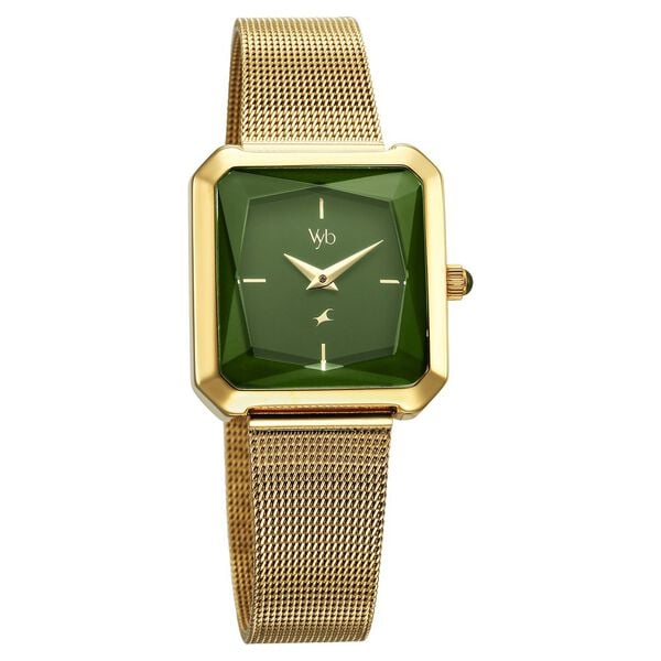 Fastrack Vyb Flare Quartz Analog Green Dial Stainless Steel Strap Watch for Girls