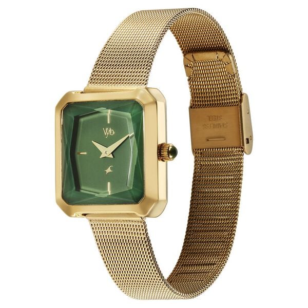 Fastrack Vyb Flare Quartz Analog Green Dial Stainless Steel Strap Watch for Girls