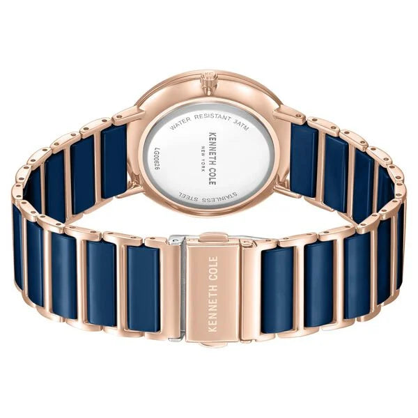 Kenneth Cole Quartz Analog Blue Dial Blue Stainless Steel & Ceramic Strap Watch For Women