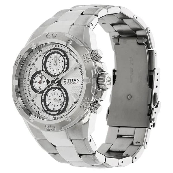 Titan Chronograph Silver Dial Stainless Steel Strap watch for Men