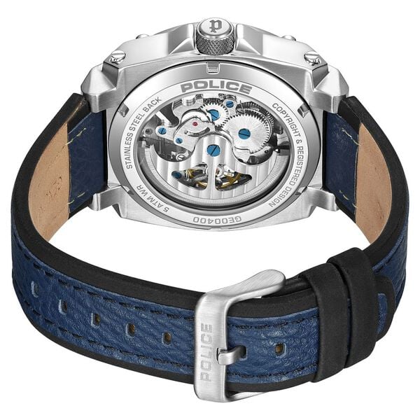 Police Auromatic Auromatic Blue Dial Blue Leather Strap Watch For Men