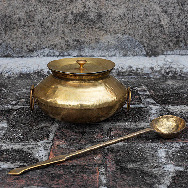 Brass Patili Degchi and Karchi (Ladle) | Brass Cookware